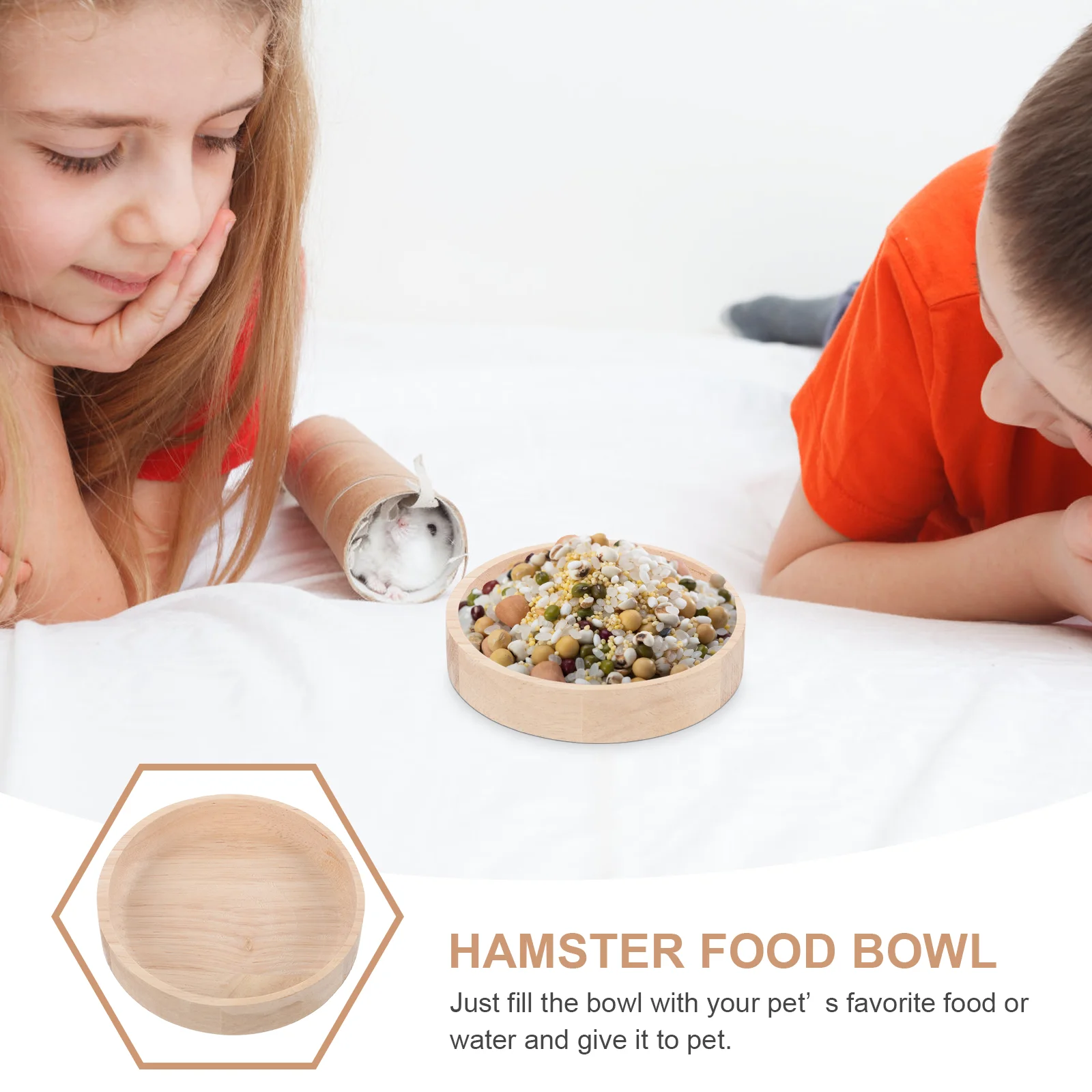 Household Hamster Feeder Rabbit Food Bowl Wear-resistant Chinchilla Wood Squirrel