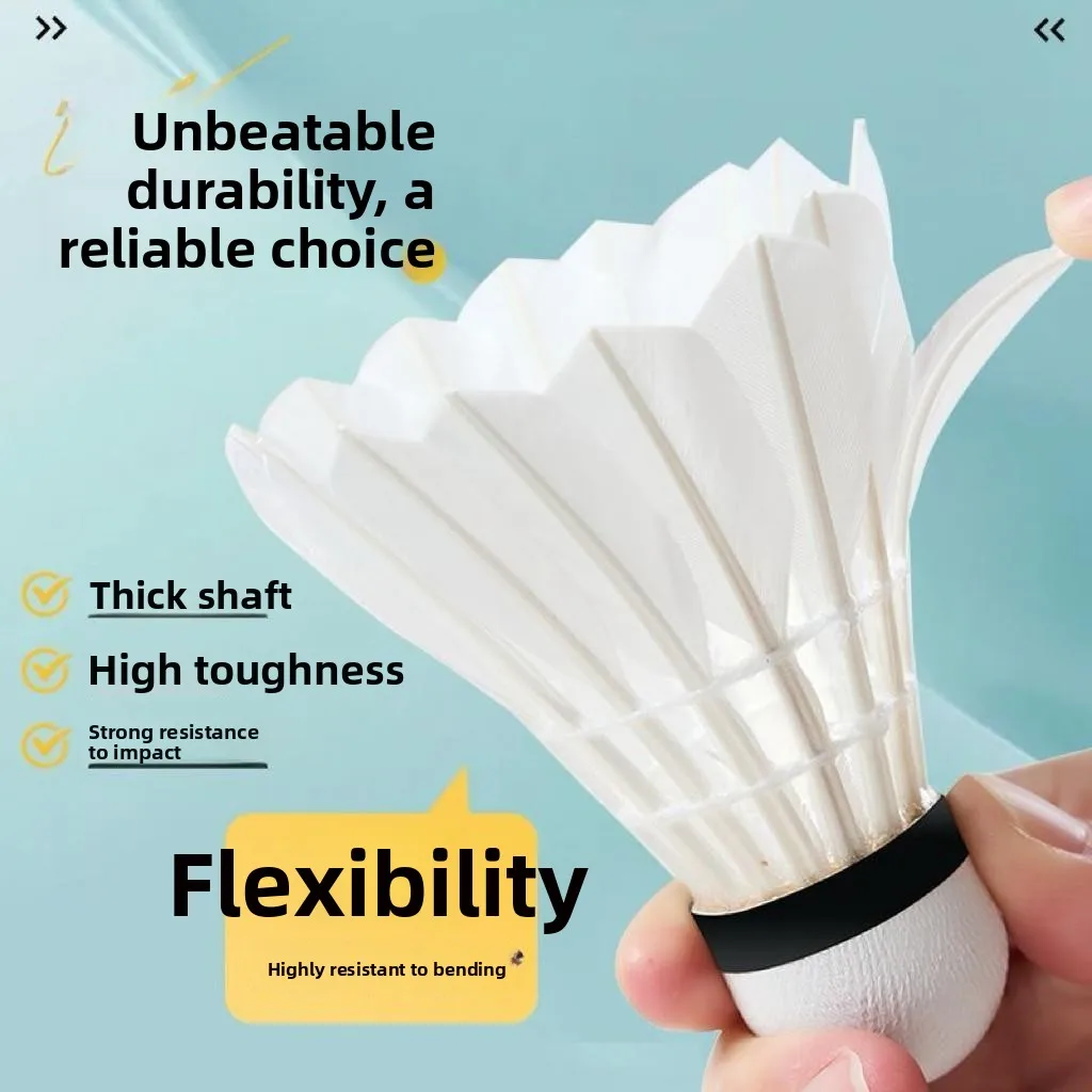 

Windproof Goose Feather Badminton Balls Indoor Training Stable 12 Pieces Set Professional Grade Foam Plastic Entertainment