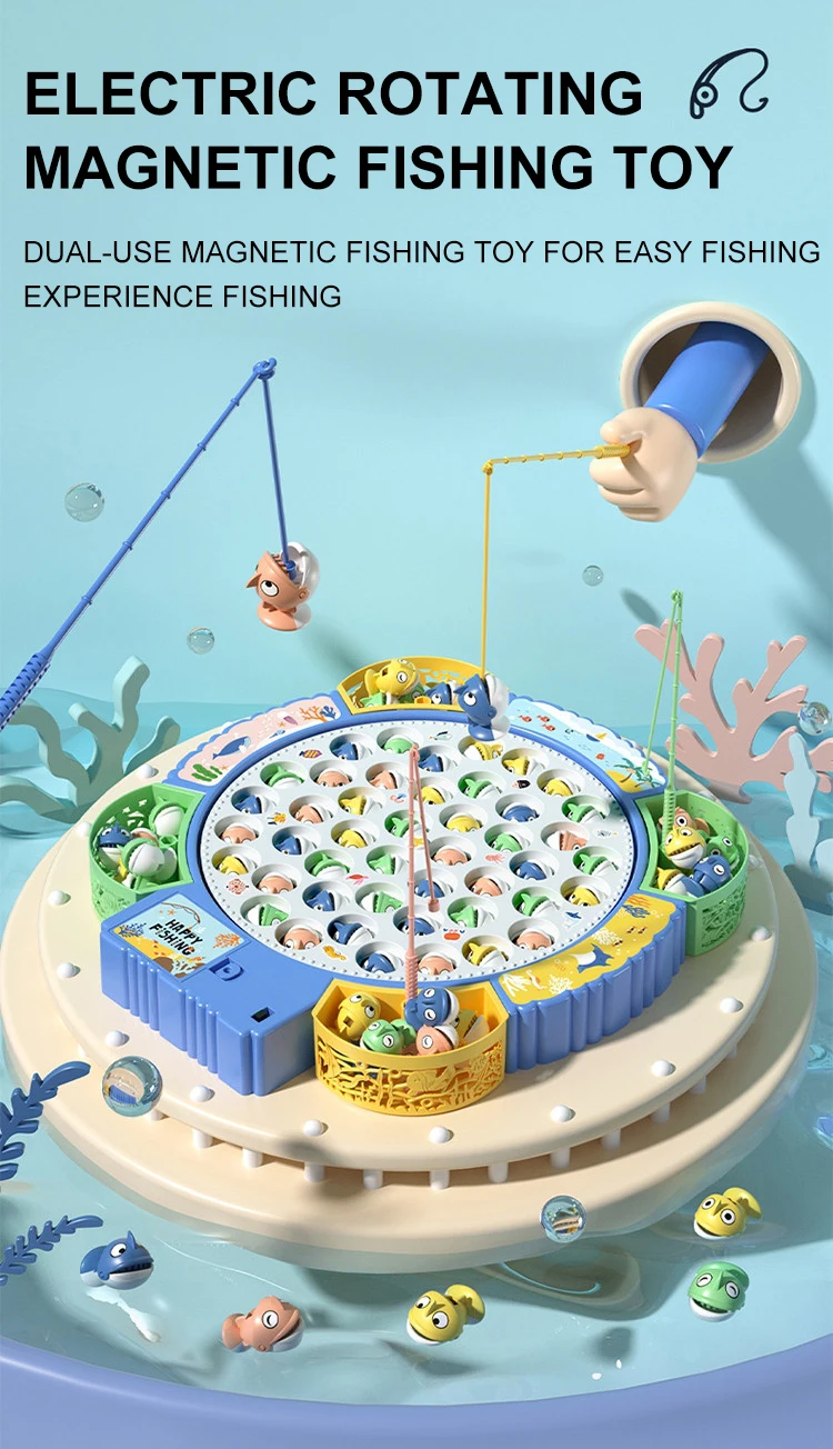 Magnetischer rotierender Angelspielplatte – Angelspielzeug mit Musik zur Entwicklung der Hand-Auge-Koordination für Kinder, Weihnachts- und Geburtstagsgeschenke – Detail 1