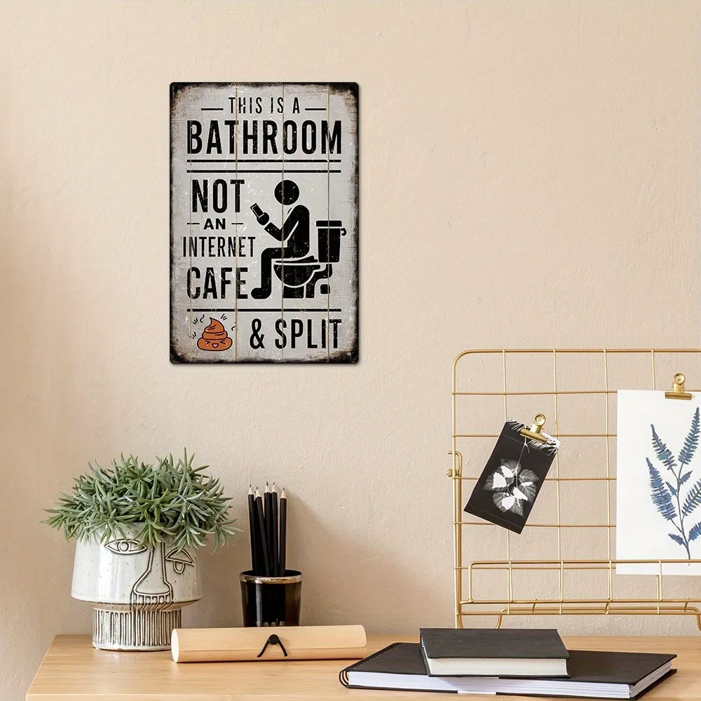 1pc 2D Flat Retro Bathroom Metal Sign 