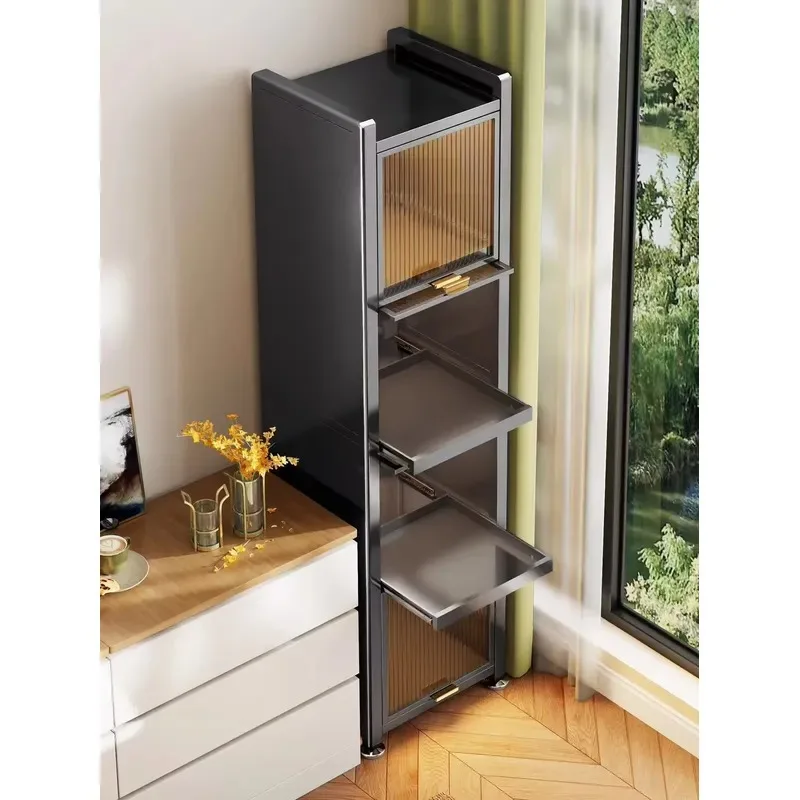 5 Layer Slim Metal Storage Rack Pull Out Drawers Narrow Space Organizer For Living Room Independent Locker Cabinet