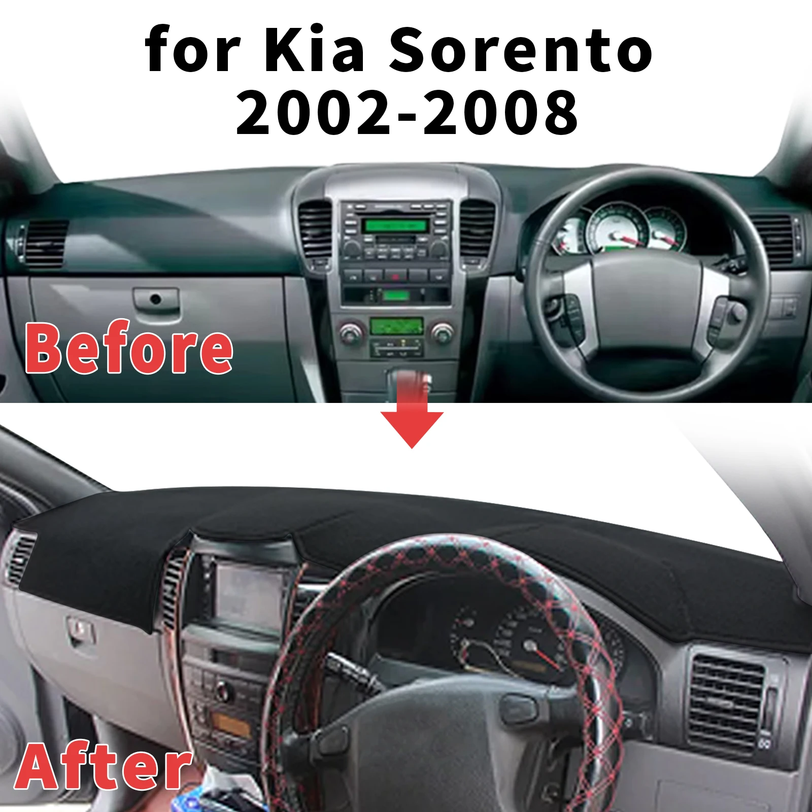 for Kia Sorento 2002 2003-2009 ​​Dashboard Cover Sun Shade Protector Dashmat Anti-Glare UV Block Carpet Mat Automotive Dash Mat