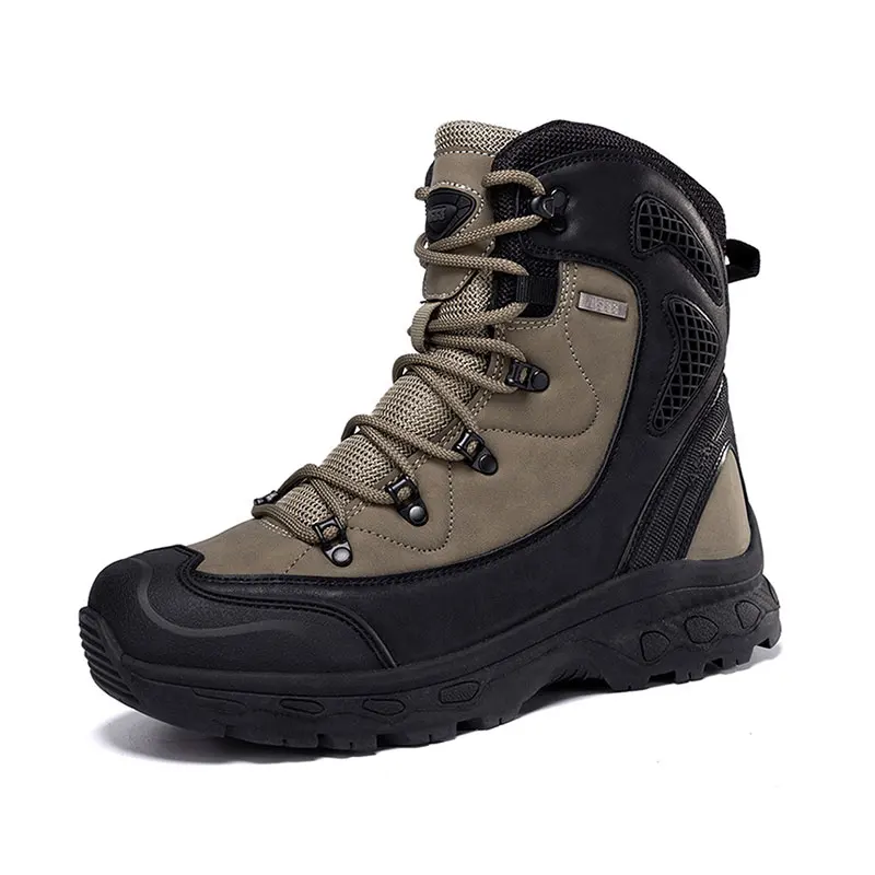 

CHRLCK Men's Mountaineering Boots Anti-slip Waterproof Hiking Shoes Rubber Outsole Cushioning Wear-resistant Trekking Shoes