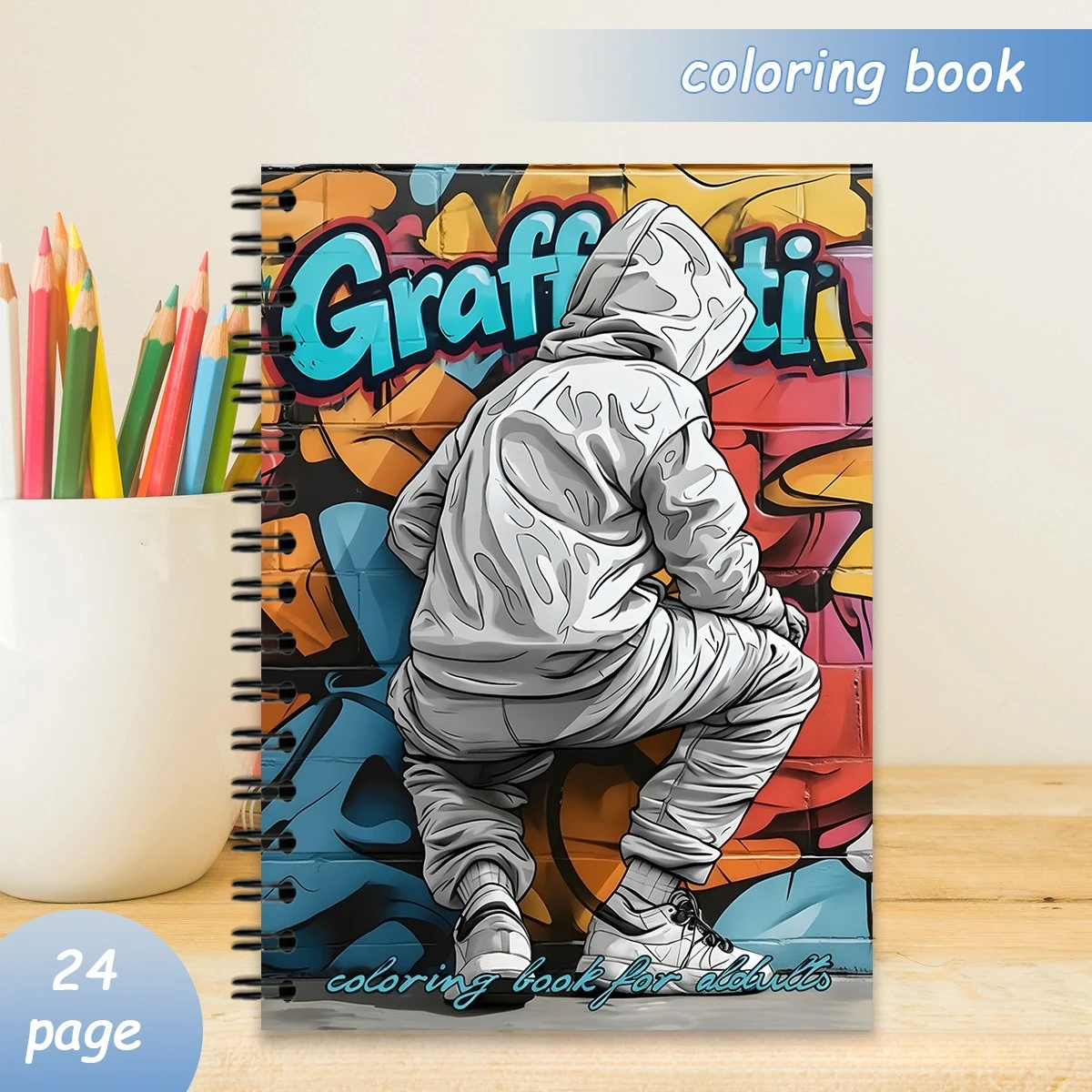 

A4 Spiral Bound Urban Graffiti Coloring Book 24 Pages Creative Street Art Designs Stress Relief Relaxation Gift