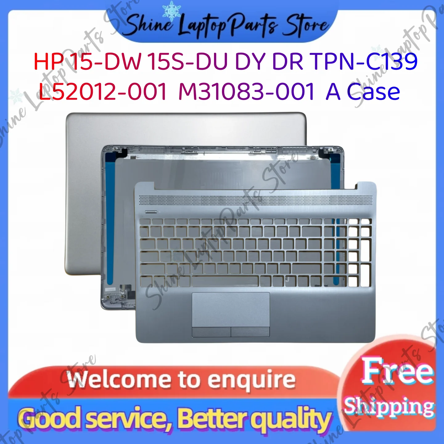 For HP 15-DW 15S-DU DY DR TPN-C139 A Cover Case LCD Back Cover Case L52012-001 C Cover Case Palmrest  M31083-001