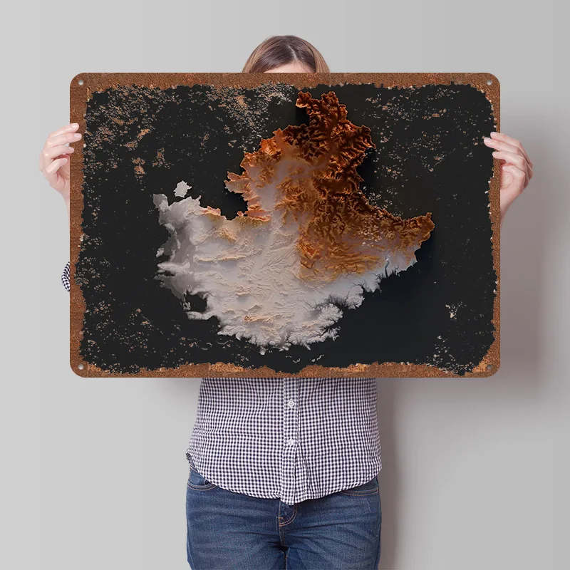 Póster de Metal de Topografía de una región PACA, arte de pared personalizado, carteles de hojalata Retro Vintage para decoración de casa de cueva de hombre, cafetería