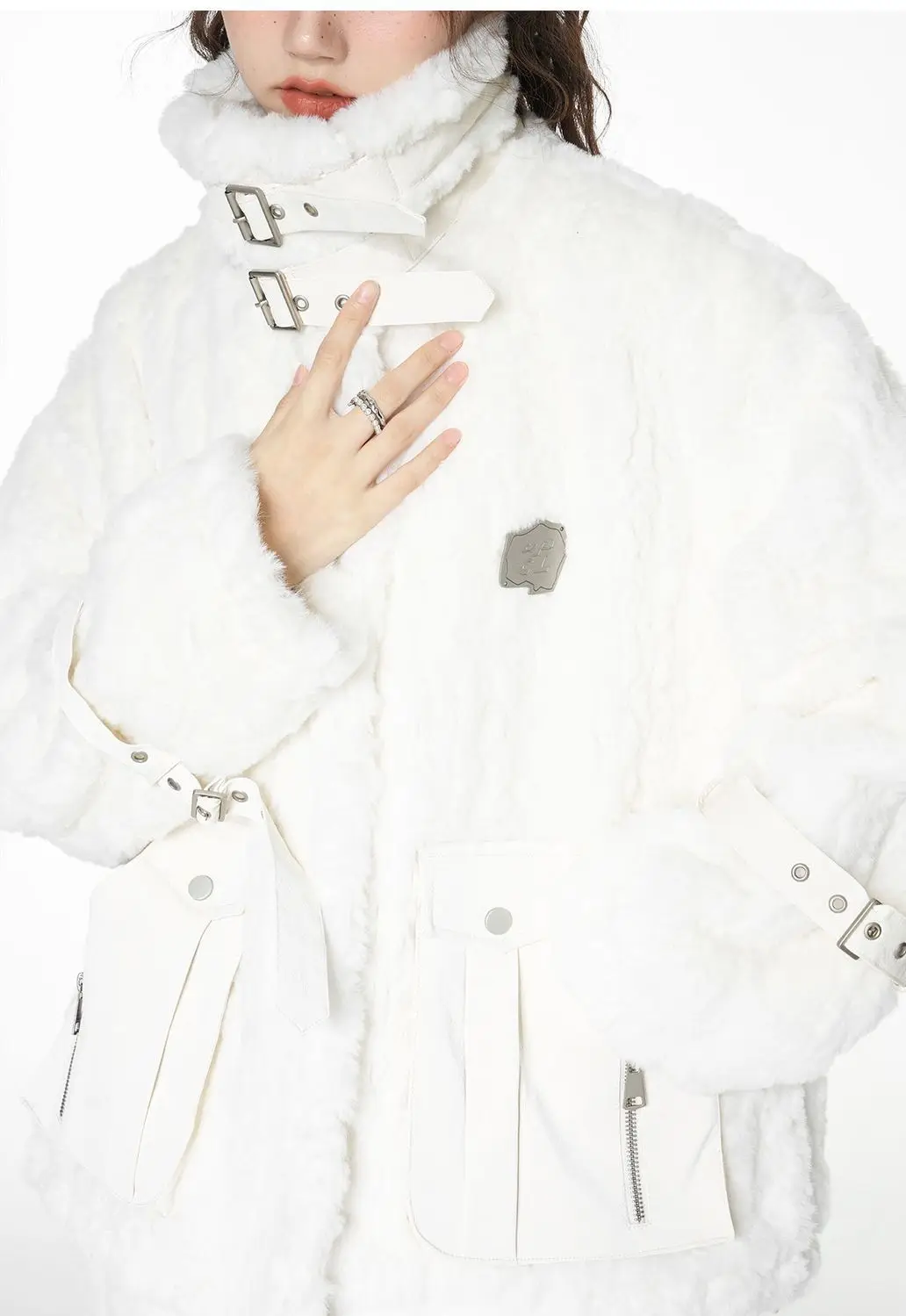 Capispalla in peluche invernale in lana d'agnello addensare piumino alla moda caldo cappotto in tinta unita cerniera Mori Girl Fashion Streetwear