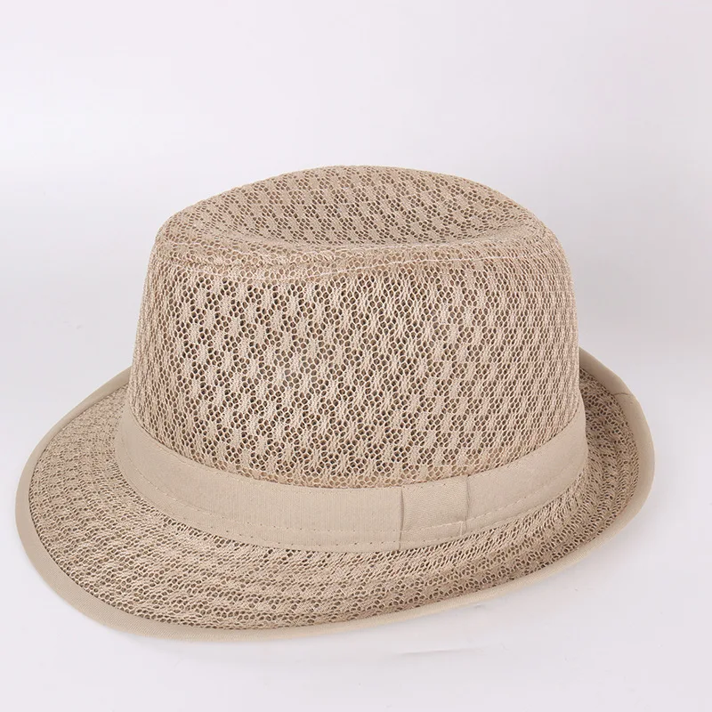 Fedoras de malha respirável masculino, chapéu-coco adulto, versão clássica, verão