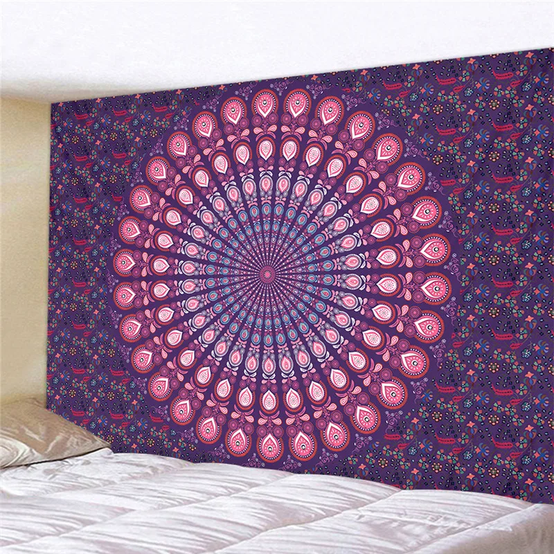 Mandala Polyester 180*230cm Square Tapestry Wall Hanging Carpet Throw Yoga Mat for Home Bedroom Decoration