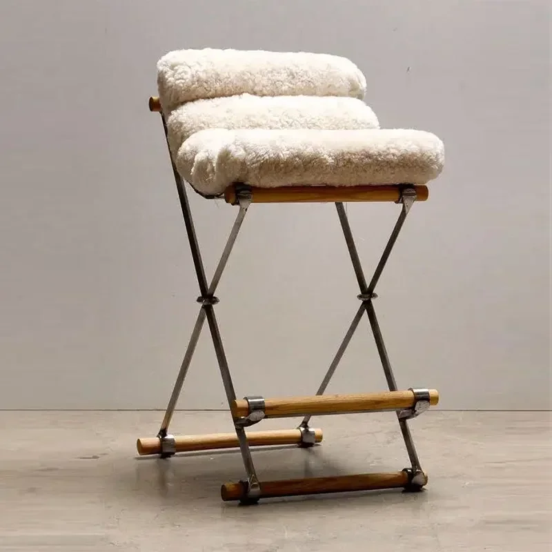 

Cosmetics Ergonomic Bar Chairs Iron Light Luxury Modern Comfortable Bar Stools Ergonomic Vintage Party Cadeira Trendy Furniture