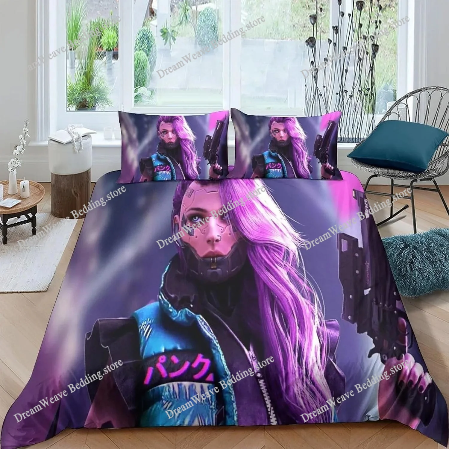 

Hot Game Duvet Cover Pillowcase Bedding Set Cyberpunk Adult Boy Girl Bedroom Decoration Children Gift Single Double Large Size
