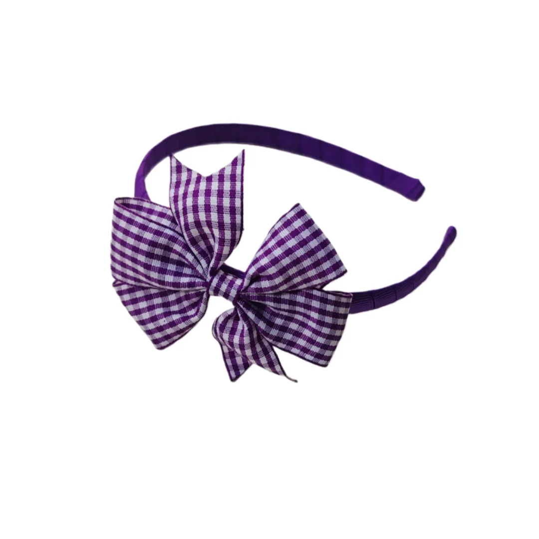 

Girls Head Hoop Pinwheel Bowknot Gingham Plaid Bows Headbands Hair Band Children Ribbon Plastic Hairbands 50PCS