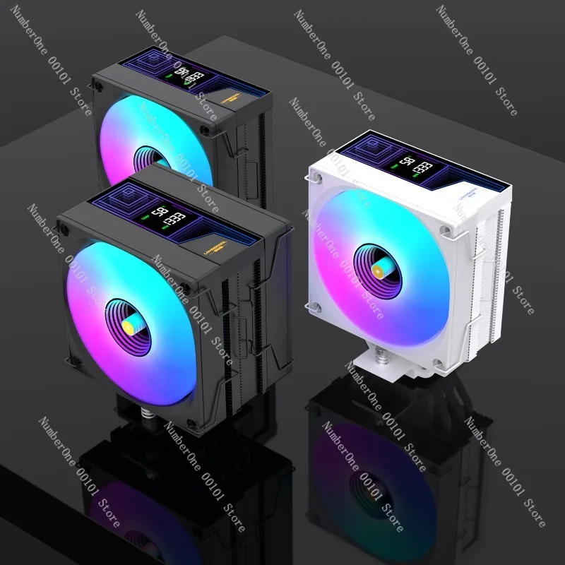 Digital Display CPU Cooler, Server Radiator with Dual Fans, Desktop Computer ARGB Cooler