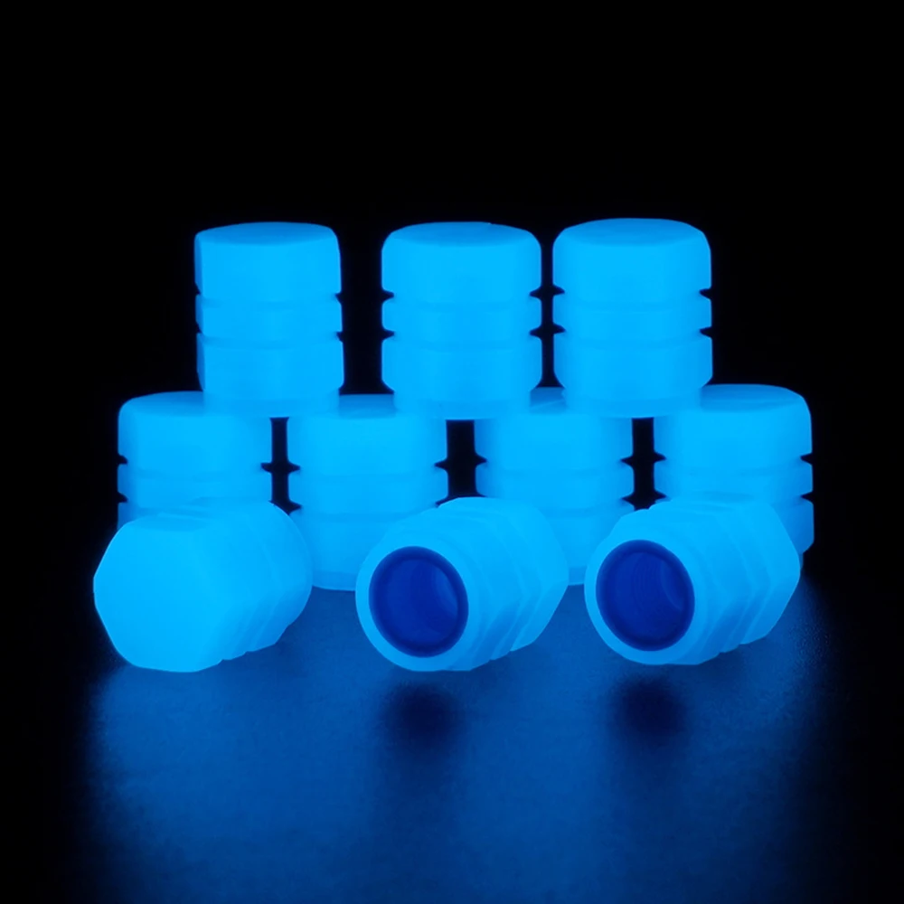 Blue Luminous Valve Cap Plastic ABS Luminous Tire Valve Cover Tires Accessories Tyre Stem Covers Applicable Car Motorcycle Bike