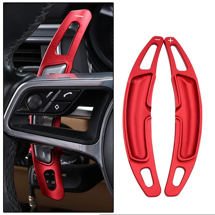 

Wooeight 2Pcs Aluminum Alloy Steering Wheel Shift Paddle Shifter Extension Trim For Porsche Panamera Macan Cayenne 911 718 2022
