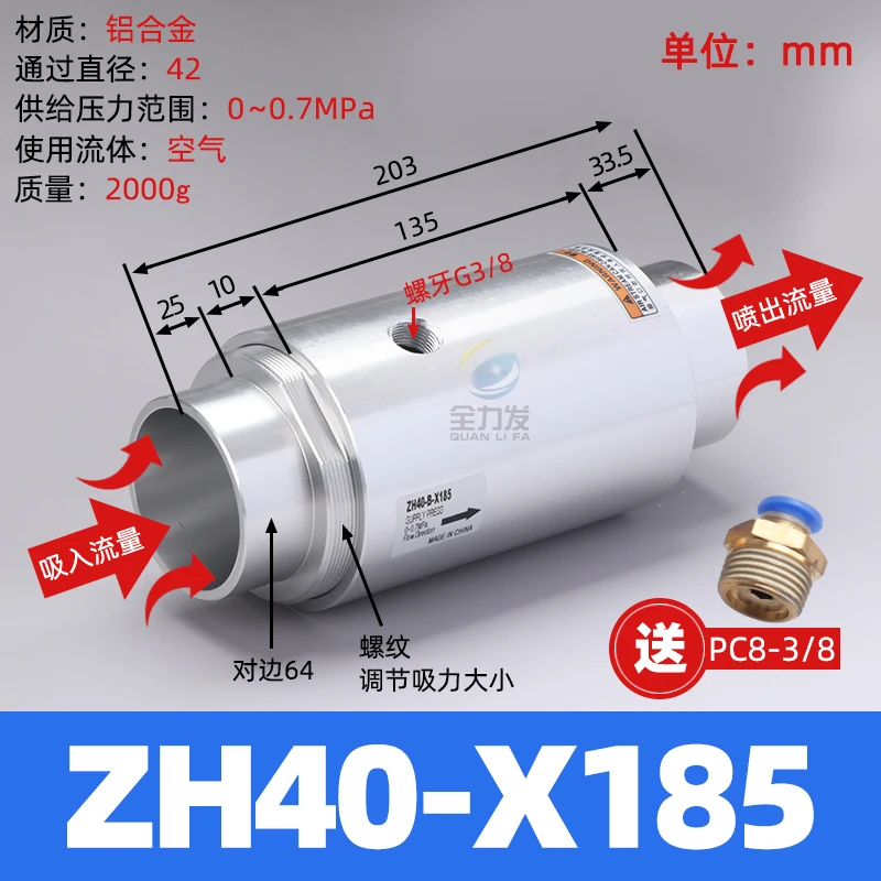 ZH10/20/30/40-X185 سلسلة الهواء الهوائية عالية تدفق فراغ مولد المحرك #5