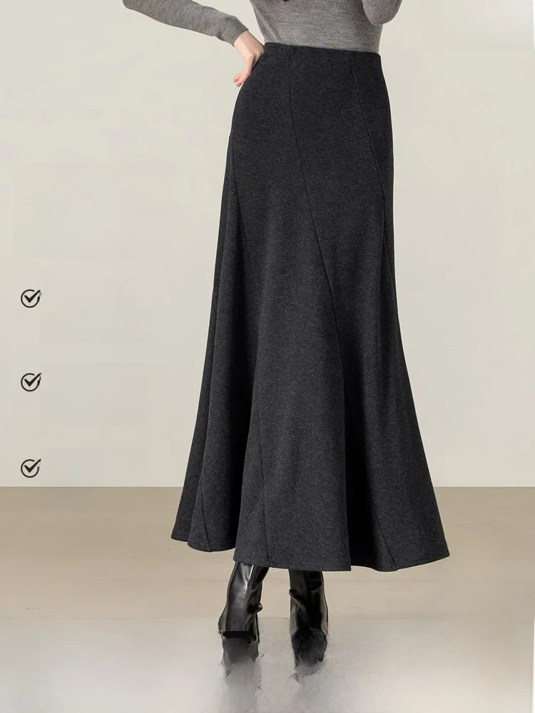 

Новая женская вязаная юбка-русалка с высокой талией, облегающая, длинная, повседневная, модный дизайн, Зима 2025