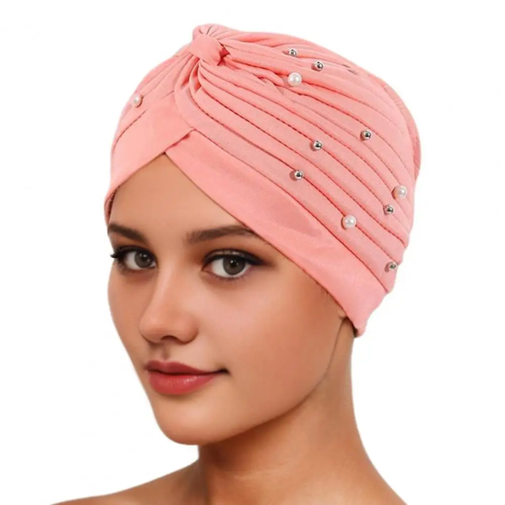 Elastic Head Wrap Breathable Sleeping Bonnet Soft Ethnic Turban Hat Breathable Polyester Head Wrap Comfortable Solid for Sleep