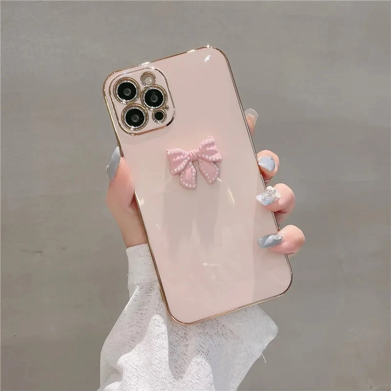 Fashion 3D Diamond Bow Tie Female Soft Case For Infinix Hot 30 30i Play Hot 40 20 12 Play Hot 11 10 9 8 Pro 20S 20i 11S 10S 10T