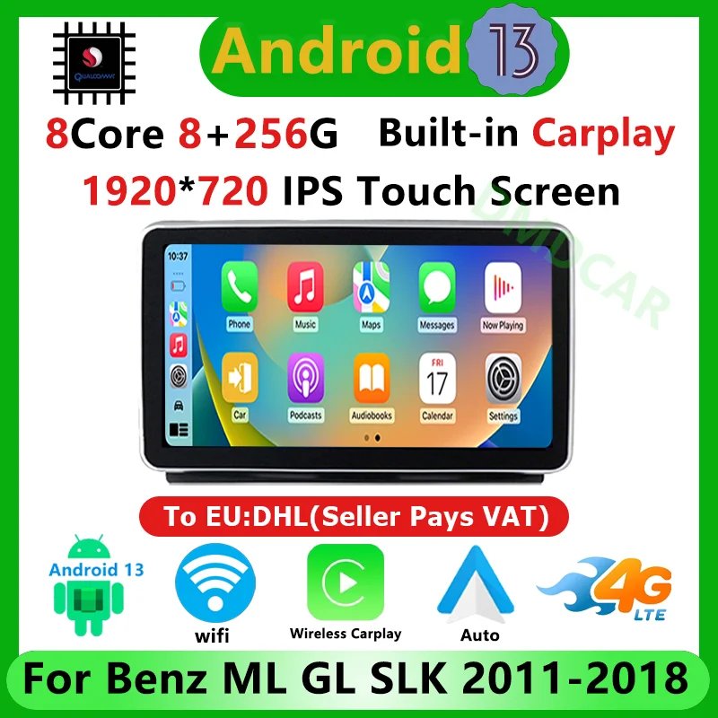 

Snapdragon Android 13 Multimedia 8 Core 8+256G For Mercedes-Benz ML W166/GL X166 GL SLK GPS Navigation Video Bluetooth Screen