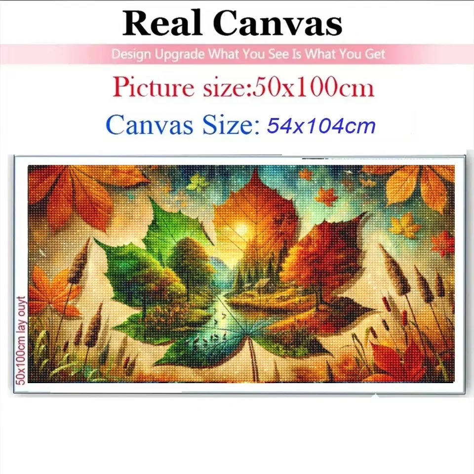 ﻿ 5D DIY Diamond Painting Stunning Maple Leaves Landscape Full Square Round Diamond Mosaic Embroidery Living Room Wall Decor ﻿