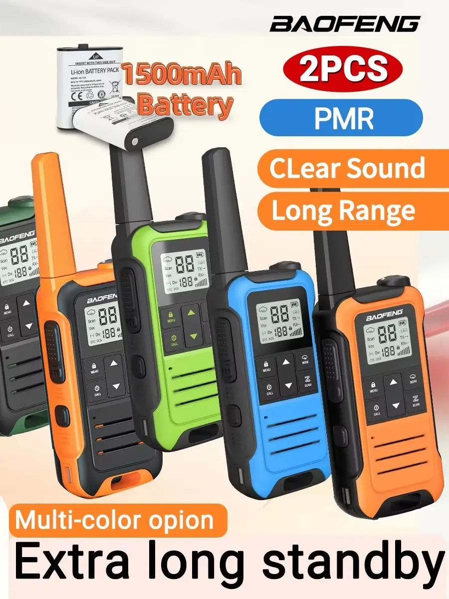 2 SZT. Baofeng F22 PMR 446 Mini Radiotelefony Dwukierunkowe z Ładowaniem Type-C, Bez Licencji, Latarka, Przenośne Walkie Talkie do Kempingu i Polowań — 2
