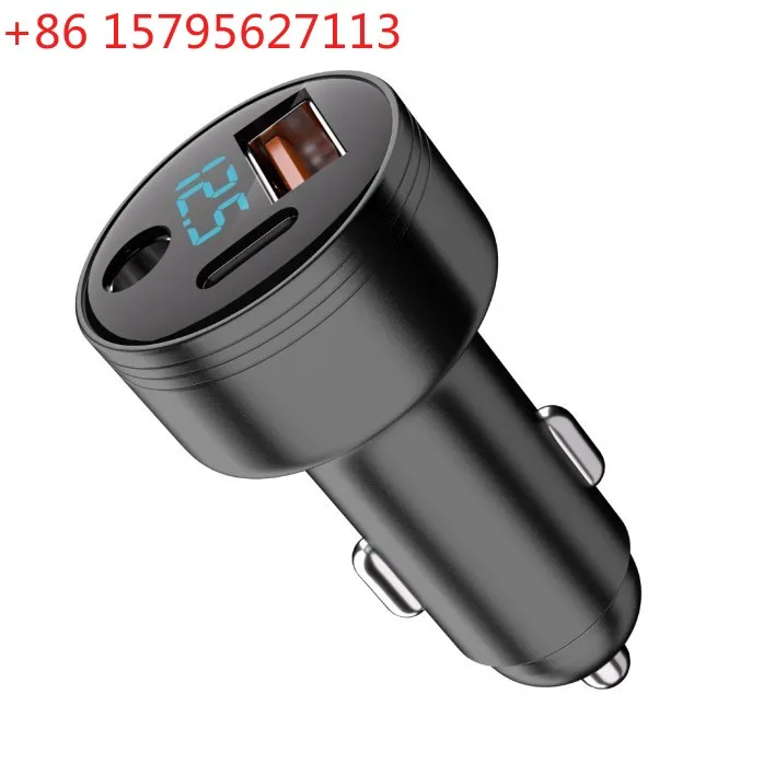 Metal digital display car charger QC + PD + DC100W point cigarette butt fourth generation one to three car charger
