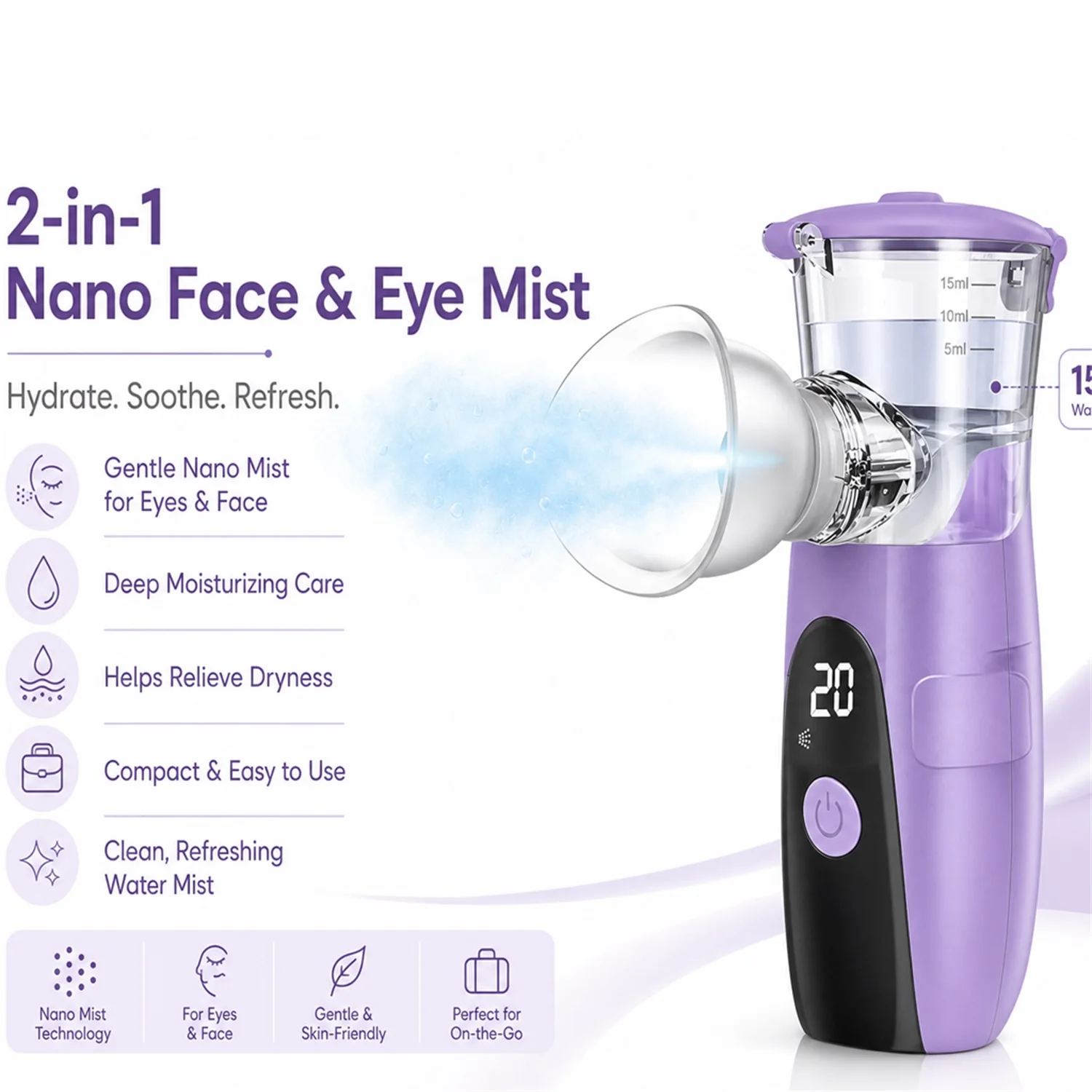 Mini Portable Facial Steamer Humidifier Beauty Spray Hydrating Nano Spray Device for Skin Care Cold Spray Apparatus