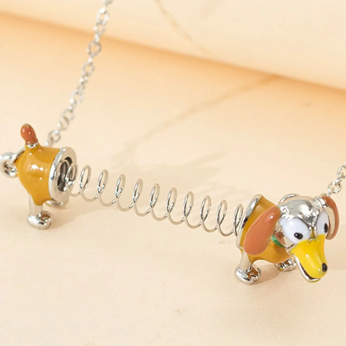 Toy Story Necklace Cute Cartoon Figure Slinky Dog Metal Pendant Necklace Collar for Kids Kawaii Jewelry Accessories Gifts