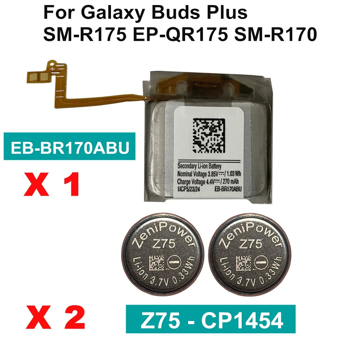 3PCS/Lot For Samsung Galaxy Buds+/ Buds Plus EP-QR170 SM-R170 EB-BR170 SM-R175 EP-QR175 EB-BR170ABU 42mm 270mAh Headset Battery