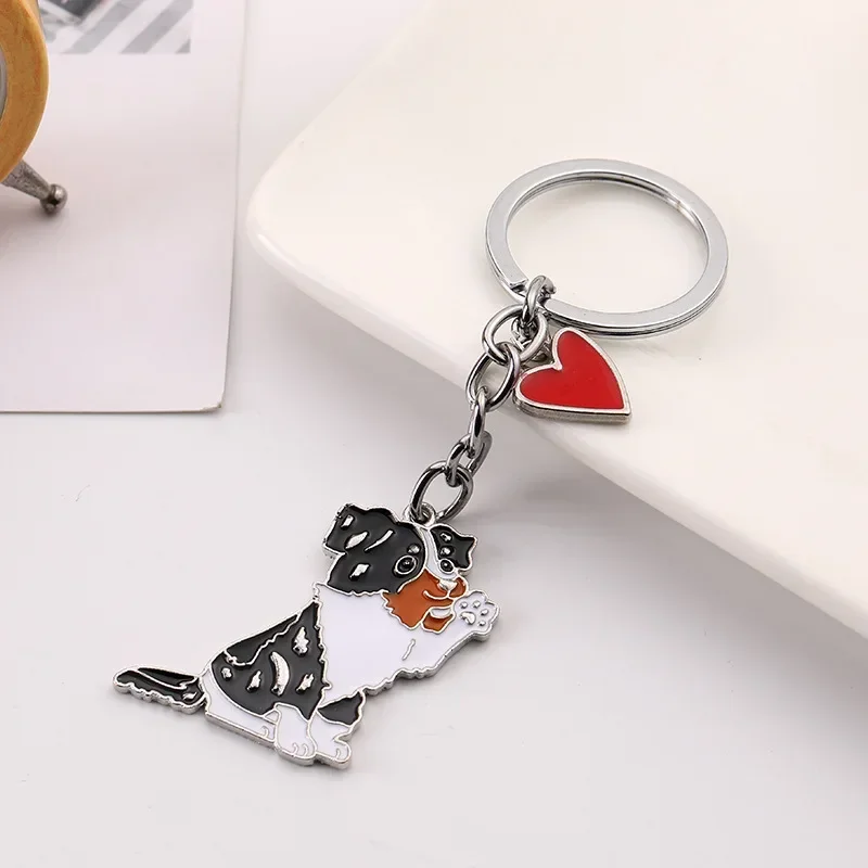 Cute Border collie dog Keychain Backpack Pendant Creative Keyring Birthday Gifts