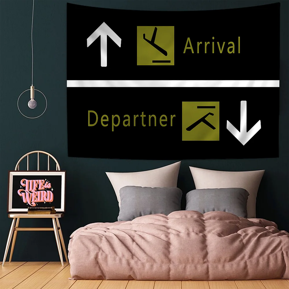 Arrivals Departures The Exit Airplane Airport Flight Hanging Bohemian Tapestry Indian Buddha Decoration Witchcraft Wall Hanging