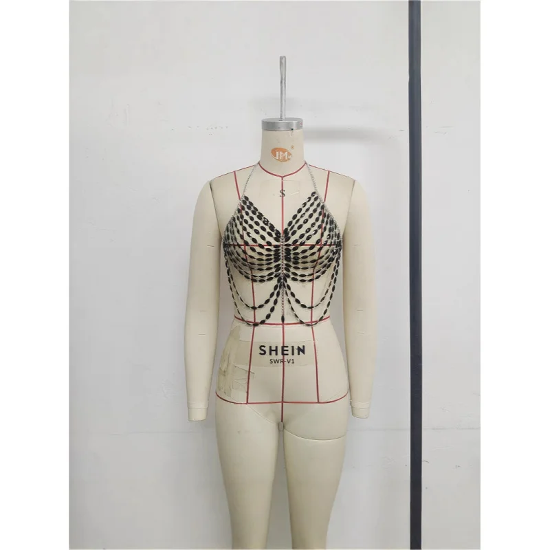Body jewelry Chest Chain Sexy Bikini Bra Chain birthday Party Dance Hot  totally hand-made Girl Camisole Women's Body Chain Bra