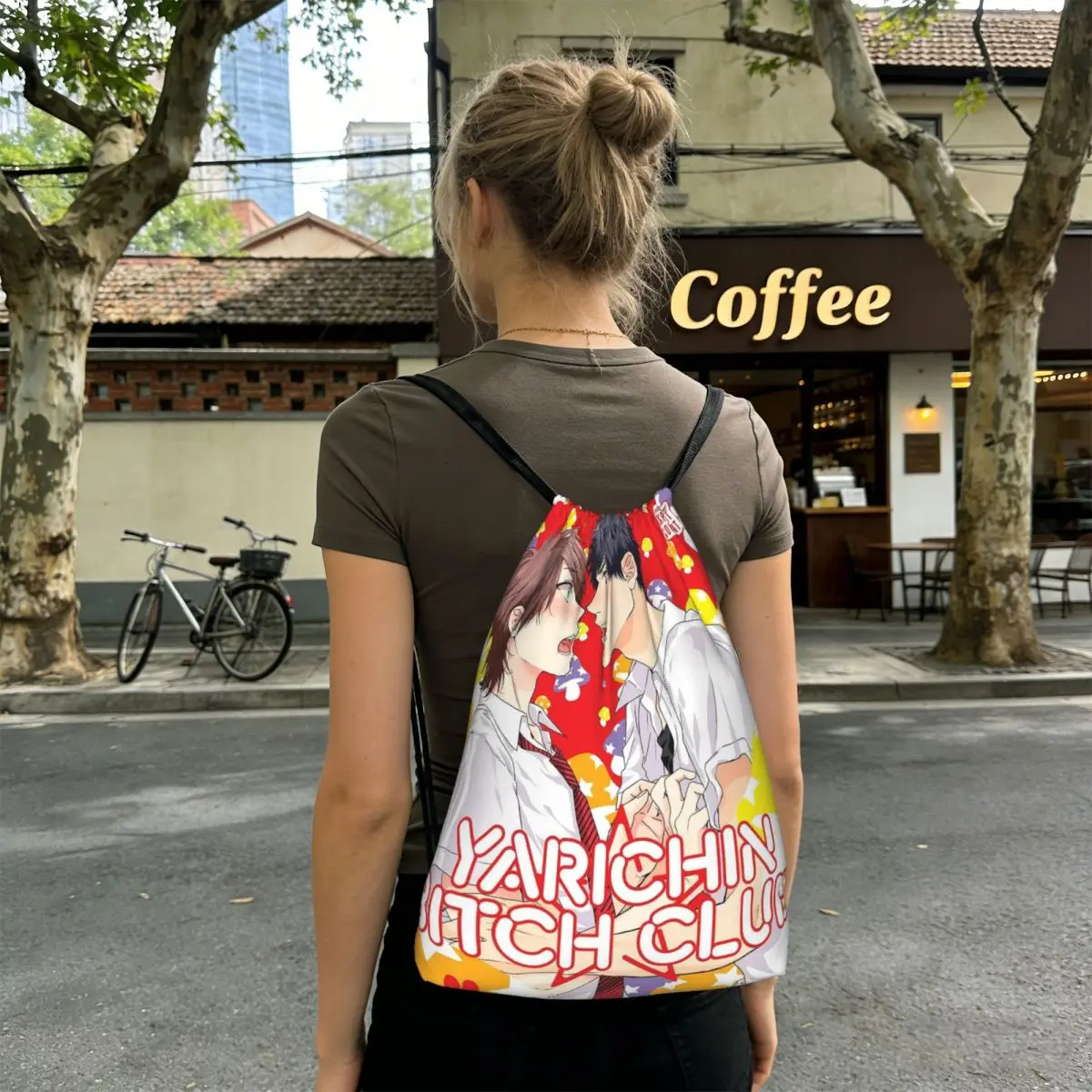 

Yarichin B Club Anime Manga Vintage Backpacks Multi-function Drawstring Bags Sundries Bag Book Bags for Man Woman School