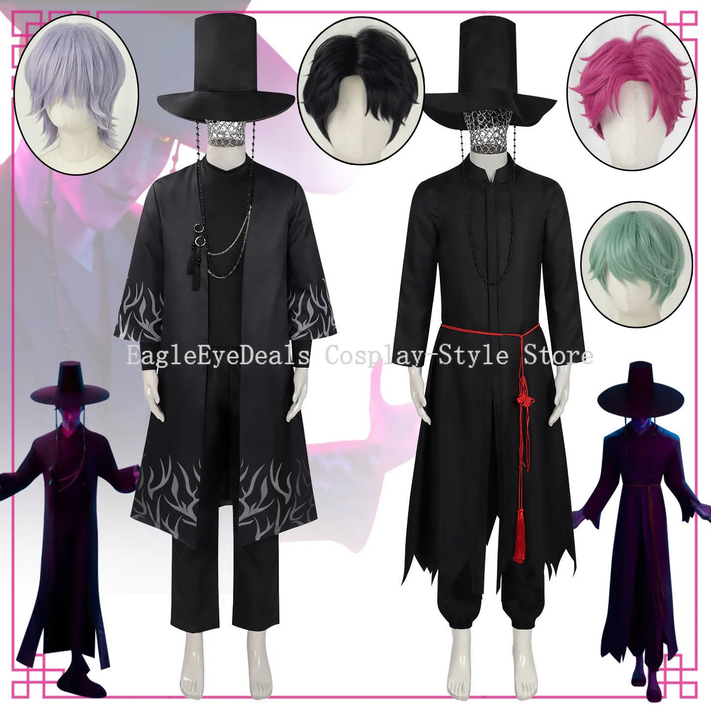 أطفال إعلان شيطان الصيادين KPOP ساجا بنين جينو طفل آبي سر الرومانسية تأثيري حلي موحدة قبعة شعر مستعار الزي حفلة الهالوين البدلة