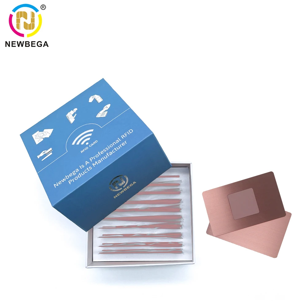 NFC Metal Cards Ntag215/216, Contact SLE4442 Chip,Smart Business Social Digital Card,13.56MHZ,10pcs With Gift Box