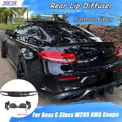 Carbon Fiber Rear Lip Diffuser Spoiler Exhaust for Mercedes Benz C Class W205 C200 C43 C63 AMG Coupe 2 DOOR  2015-2020 FRP
