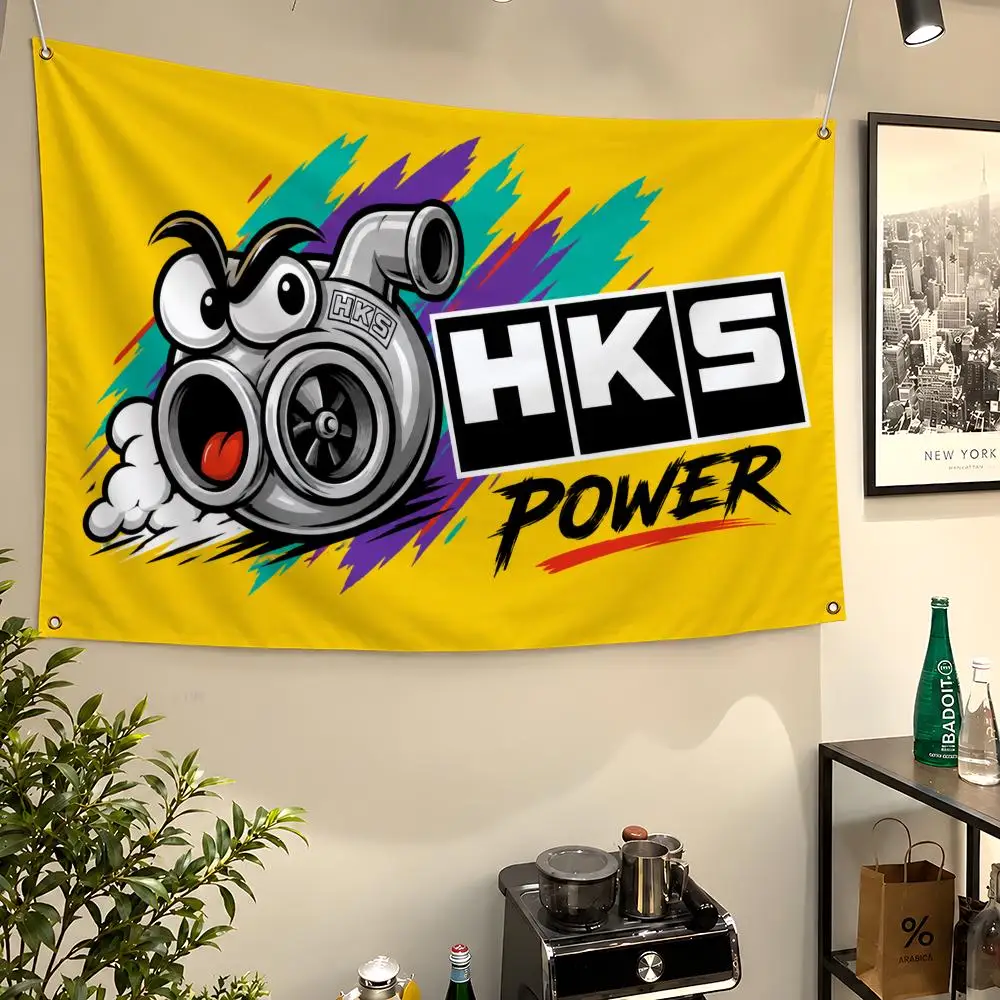 Brand H-HKS Hi-Power Turbo JDM Tuning Flags Wall Hanging Flag Banners For Birthday Parties Outdoor Bedroom Dorm Room Decor