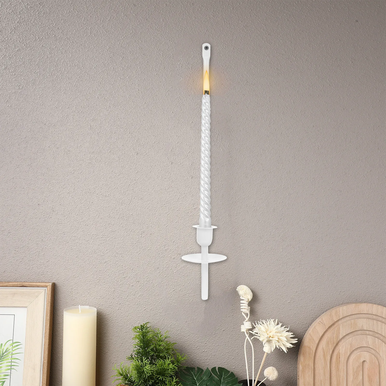 2Pcs Black Metal Wall Sconces Modern Farmhouse Holder Wall Mount Decorative Candlestick for Stair Corner Fireplace view 2