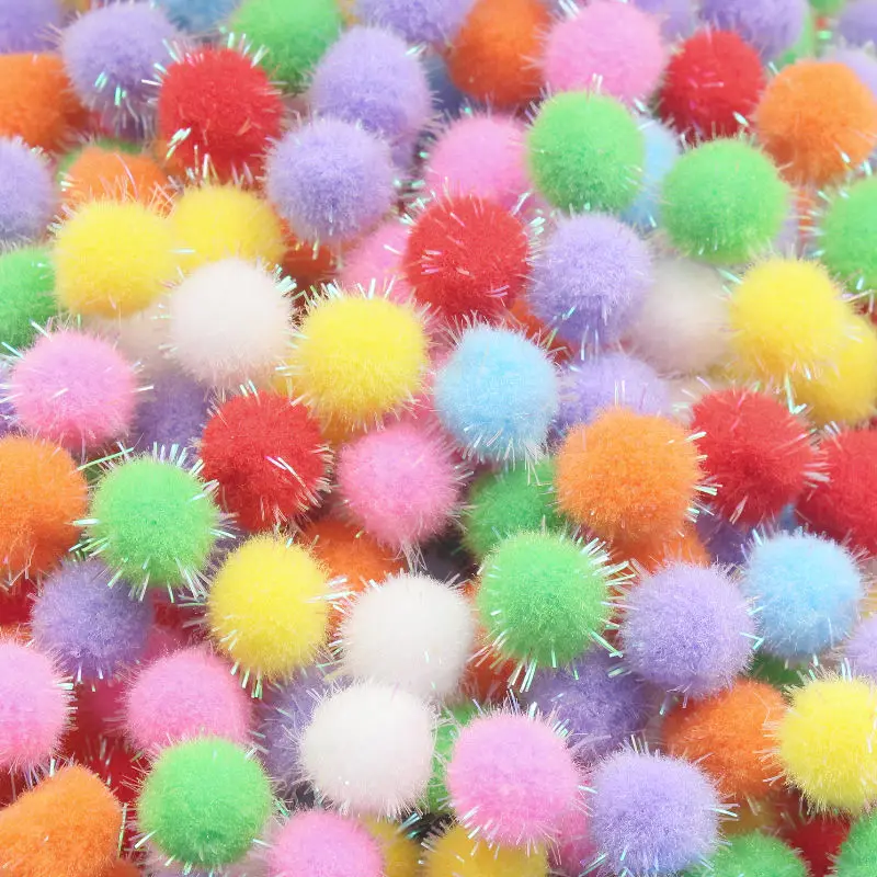 50PCS Christmas Hat Decoration Children\'s Educational Toys Manual Materials Glitter Powder Wool Ball DIY Handmade Accessories