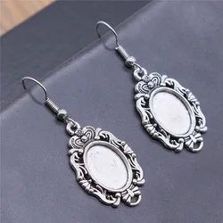 Fashion Vintage 2 Colors 10x14mm Inner Size Oval Vintage Style Cameo Cabochon Pendant Earrings Findings For Earring Making