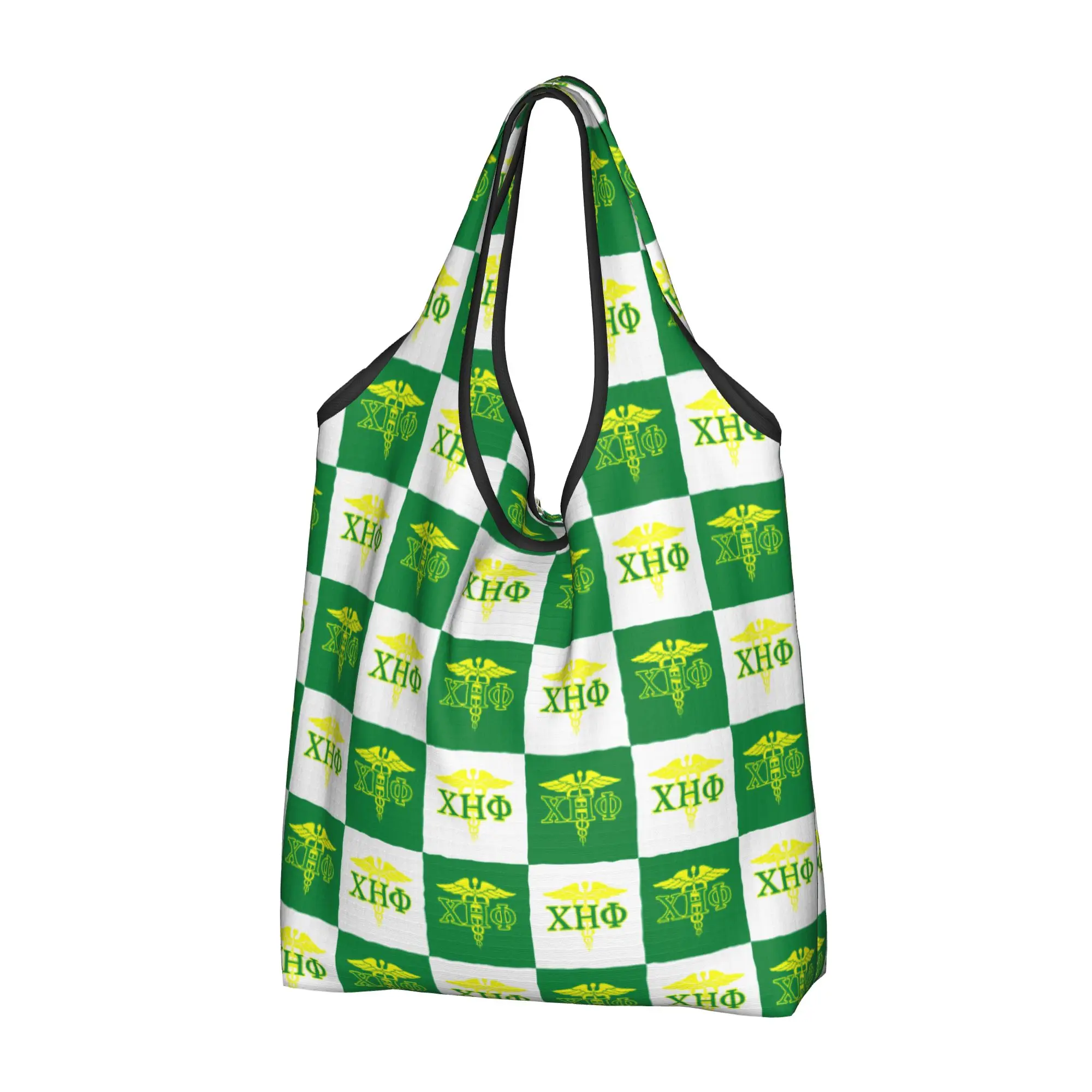 Cute Printed CHI ETA PHI Checkered Plaid  Tote Shopping Bag Portable Shoulder Shopper Sorority Nurse 1932 Handbag