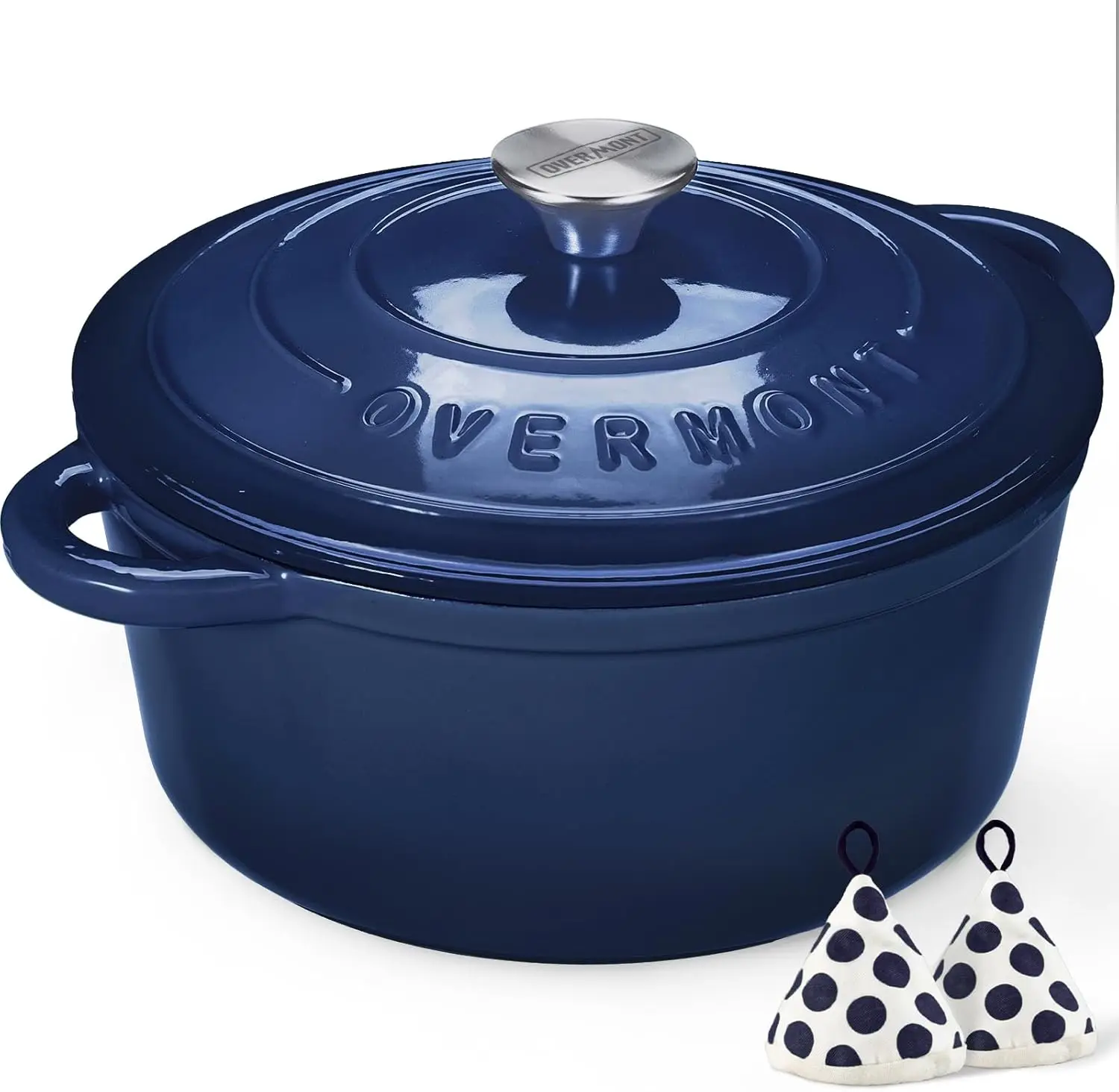 

Enameled Cast Iron Dutch Oven - 5.5QT Pot with Lid Cookbook & Cotton Potholders - Heavy-Duty Cookware for Braising, Stews, Roast