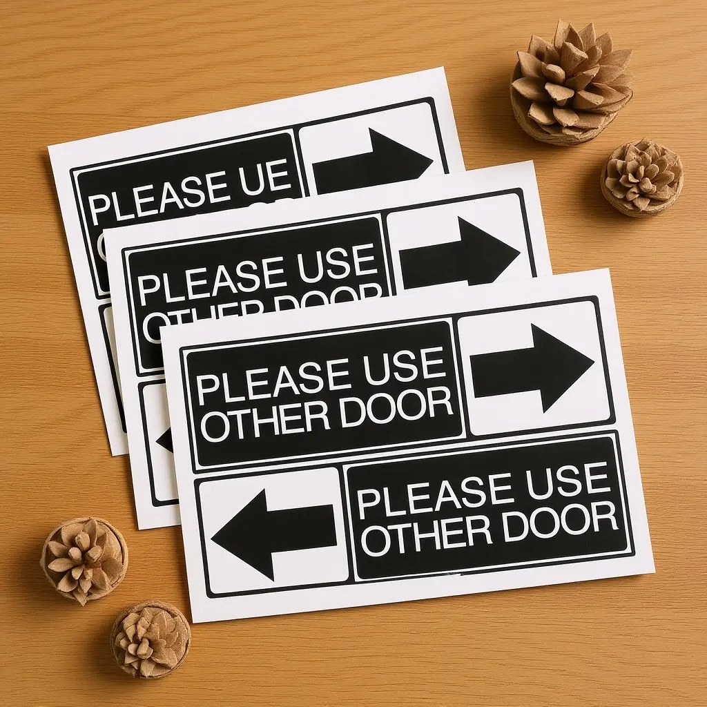 6Pcs Waterproof Self Adhesive Door Sticker Please Use Other Sign Self-adhesive PVC Office Decal Business Entrance
