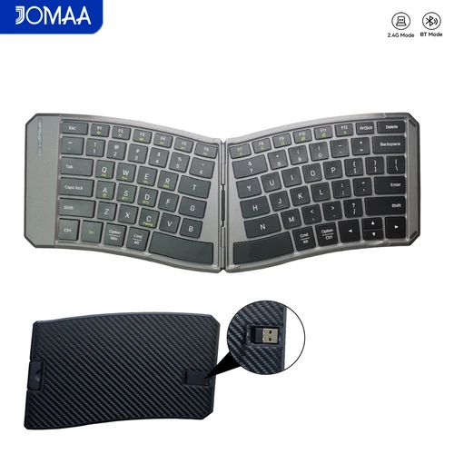 Jomaa Teclado plegable ergonómico Teclado Bluetooth plegable portátil dividido Diseño de 6 filas con ranura USB para computadora iPhone iPad