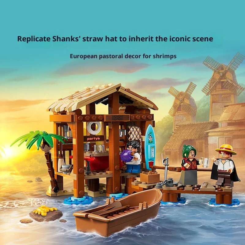 

Строительные блоки Lego, серия One Piece 75636, домик в деревне с ветряными мельницами, для мальчиков и девочек, детская игрушка-головоломка, подарок