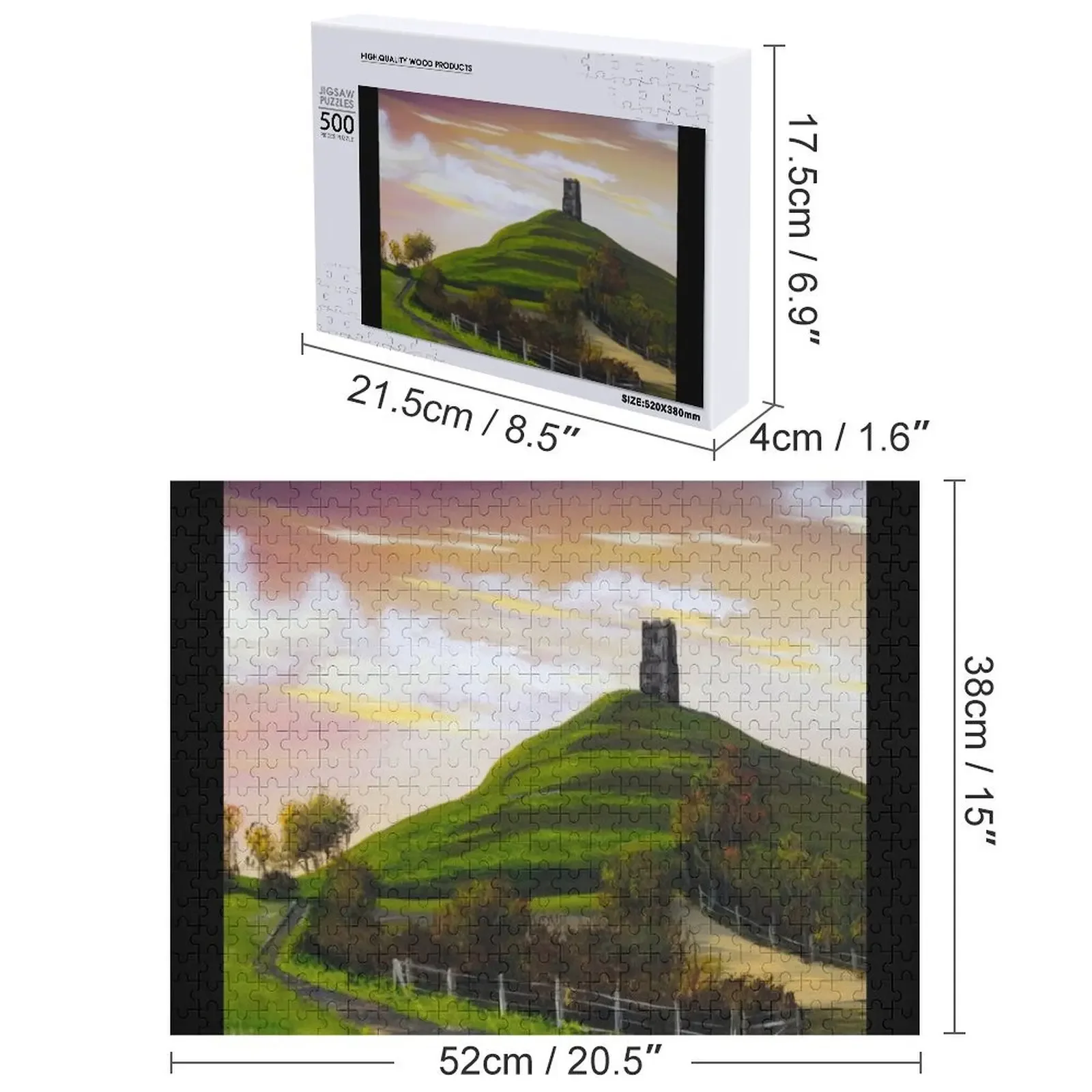 Glastonbury Tor Puzzle Jouets personnalisés Nom en bois Puzzle personnalisé personnalisé
