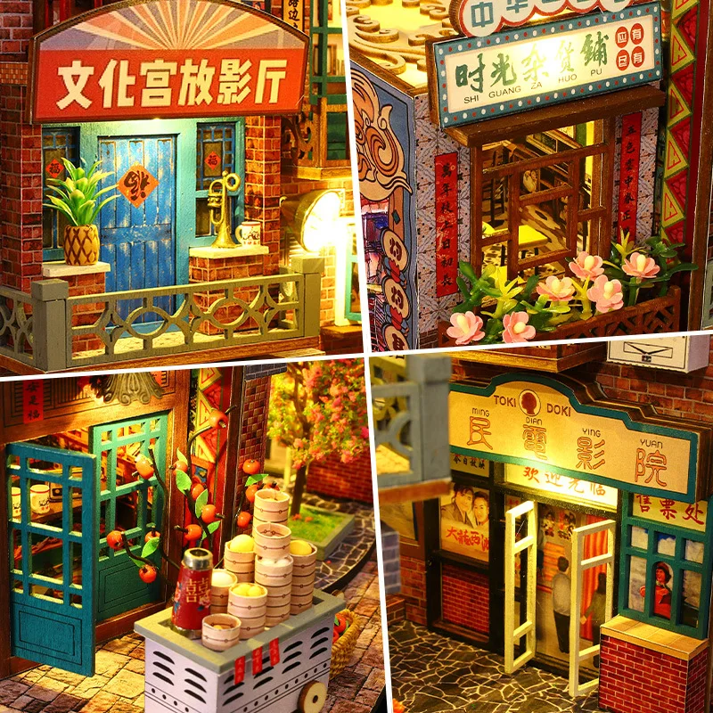 DIY Wooden Book Nook Shelf Insert Kit Home Model Dollhouse Miniature Bookends Doll Houses Bookshelf Handmade Birthday Gifts