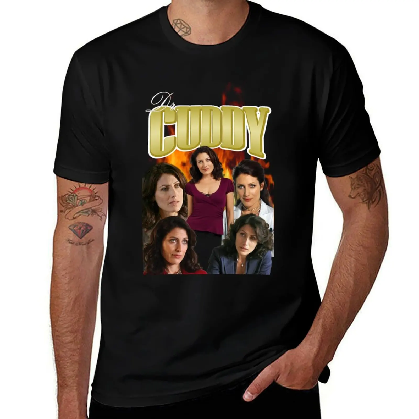 Dr Cuddy House M.D. Flames Design T-Shirt Functional Casual Short Sleeve Tee T-Shirt