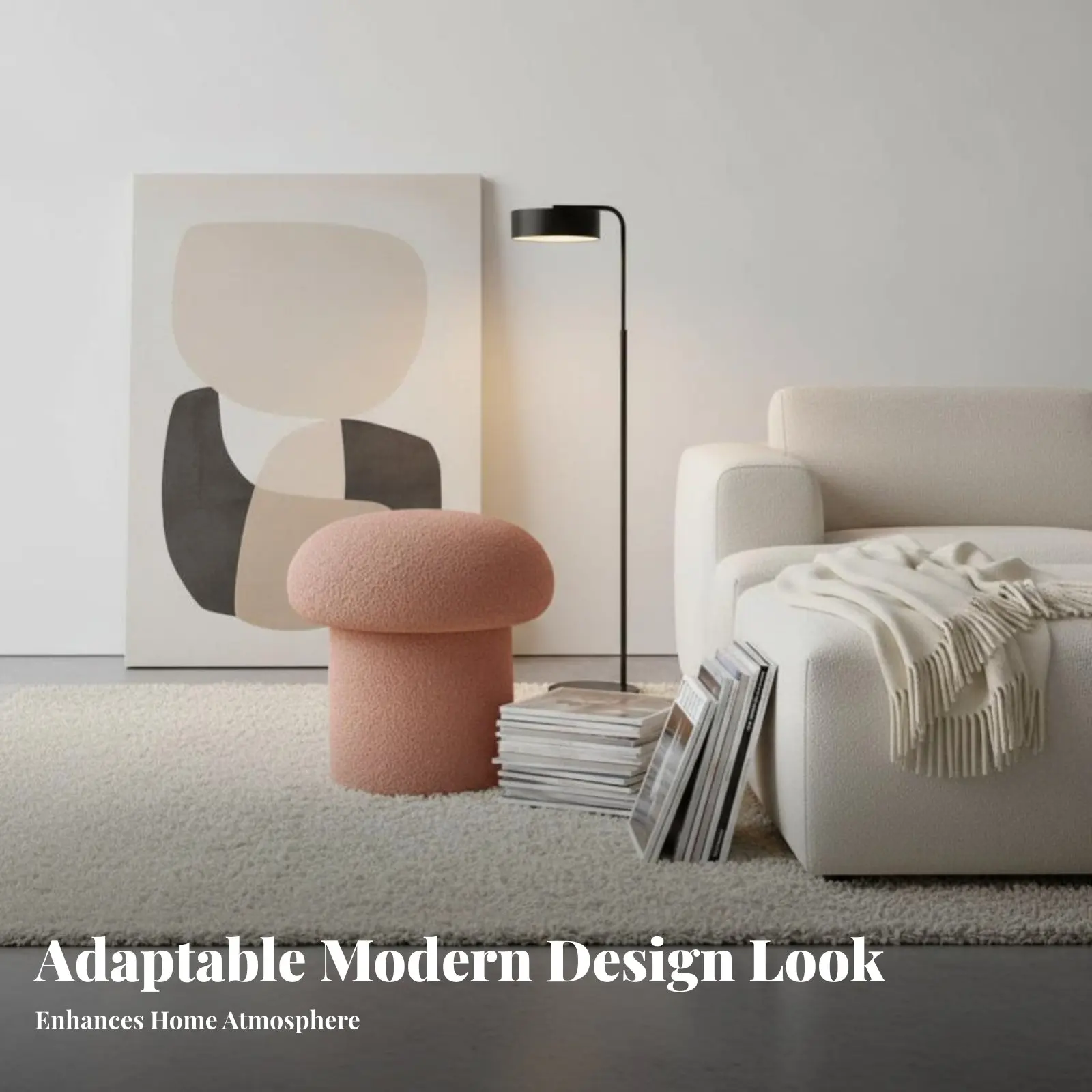 ラウンドシェルパスツール-クリーム＆デザインの布張り化粧台スツール、メイク愛好家、大人、クローゼットに適応可能な頑丈な構造